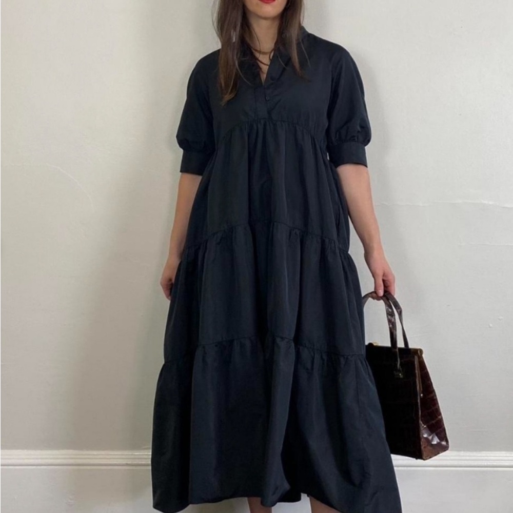ZARA Black Voluminous Midi Dress